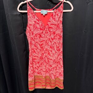 Skies Are Blue Coral Paisley V-Neck Camisole Dress